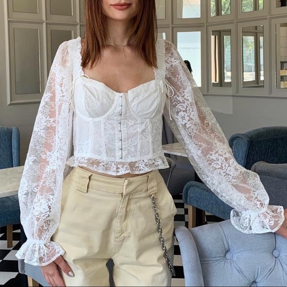 SOLD FOR LOVE & LEMONS Cheyenne Lace Bustier Top - Picture 2 of 16